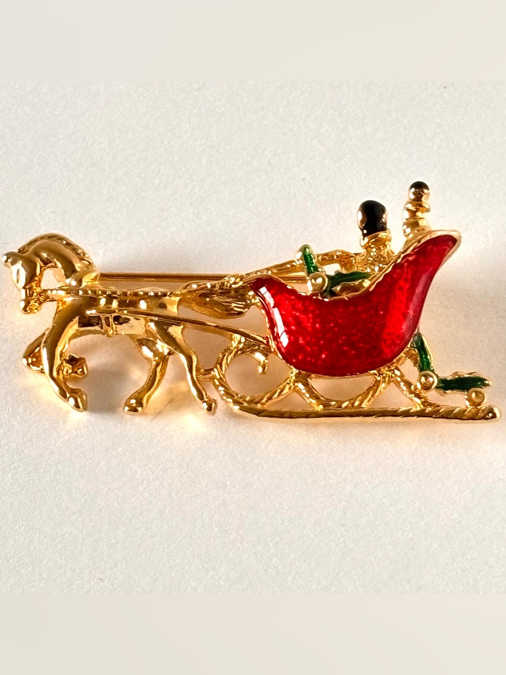 Vintage Gerry's One Horse Open Sleigh Christmas Brooch